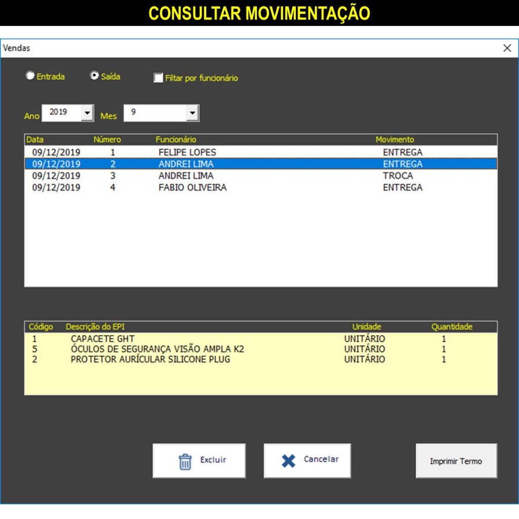 Planilha De Controle De Epi Termo De Entrega Smart Planilhas