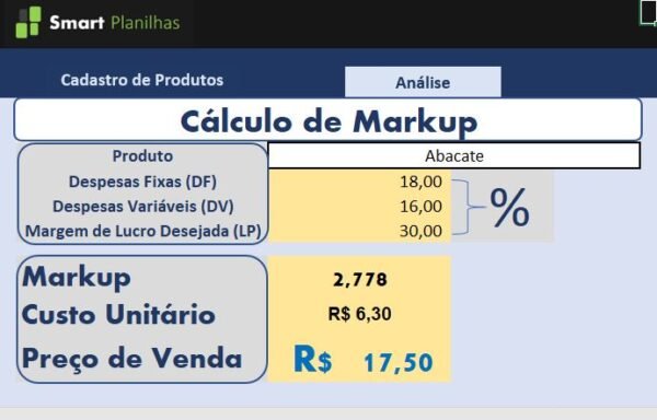 Planilha C Lculo De Markup Em Excel Smart Planilhas