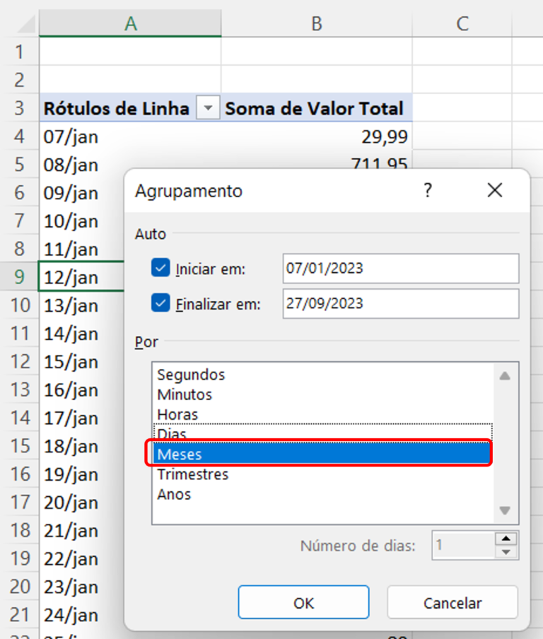 Como agrupar datas na tabela dinâmica Smart Planilhas