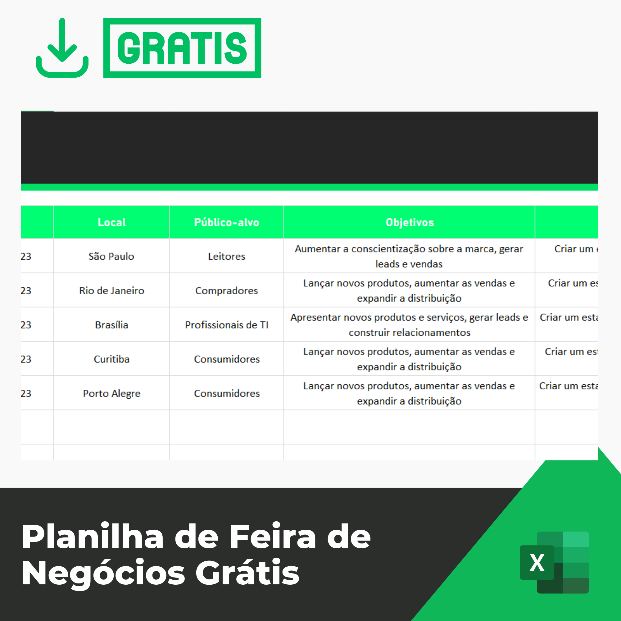 Planilha De Feira De Neg Cios Gr Tis Smart Planilhas