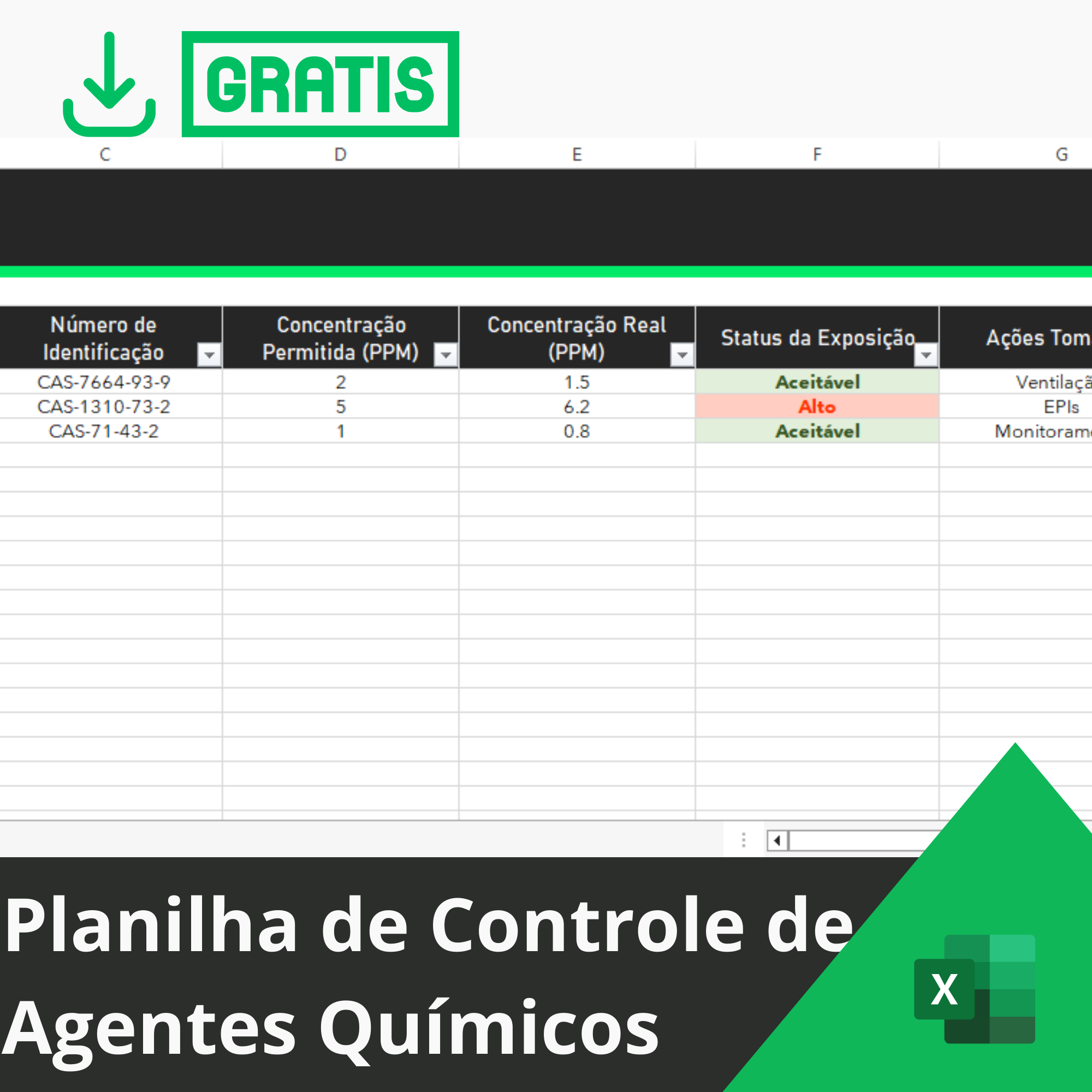 Planilha de Controle de Agentes Químicos Smart Planilhas