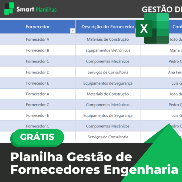 Planilha De Gest O De Fornecedores Engenharia Smart Planilhas