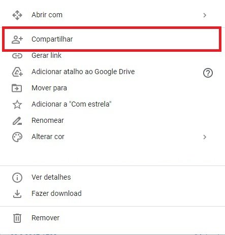 compartilhar arquivos no Google drive