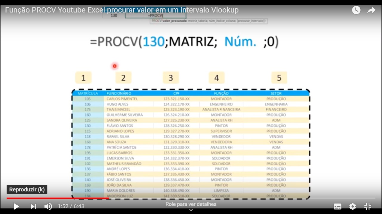 Função PROCV - Conheça agora! Procurar valor em intervalo no Excel ...