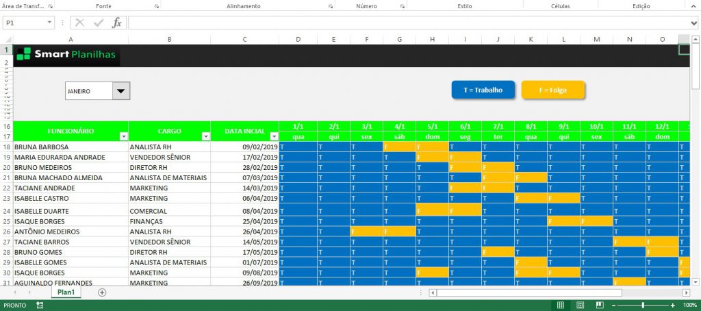 Planilha De Escala De Trabalho Grátis Smart Planilhas 9287