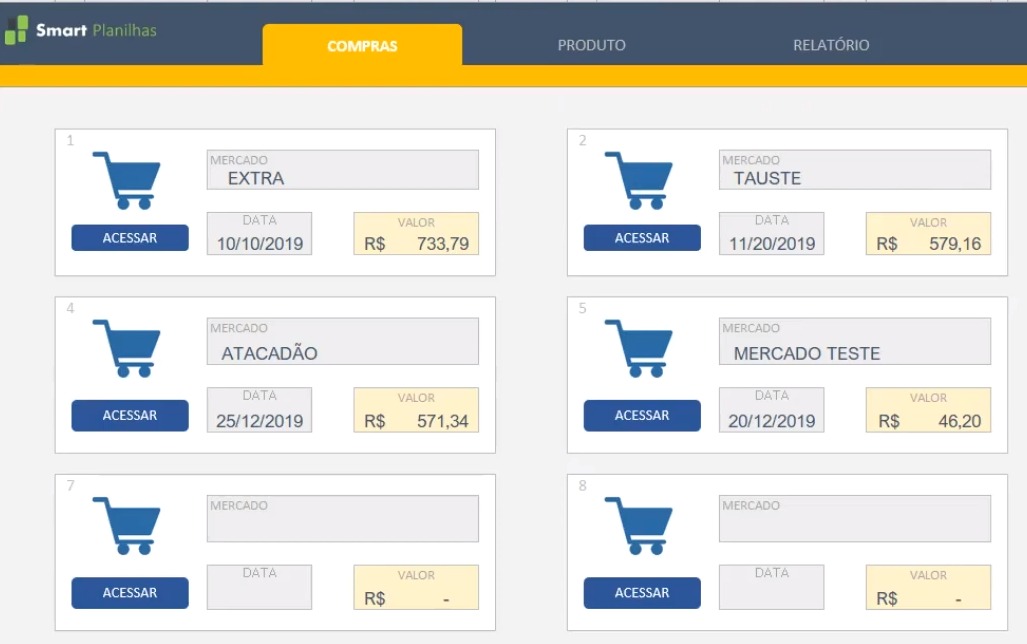 Planilha Controle De Compras De Supermercado Smart Planilhas 9813