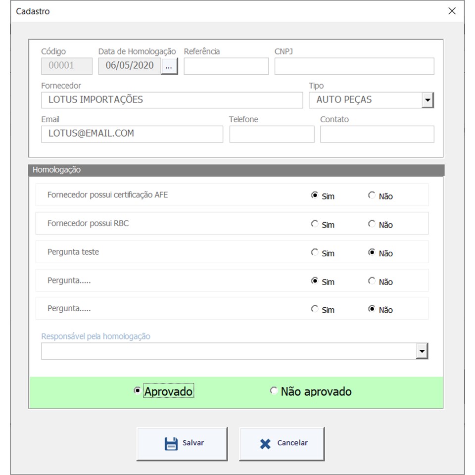 controle de qualidade de fornecedores