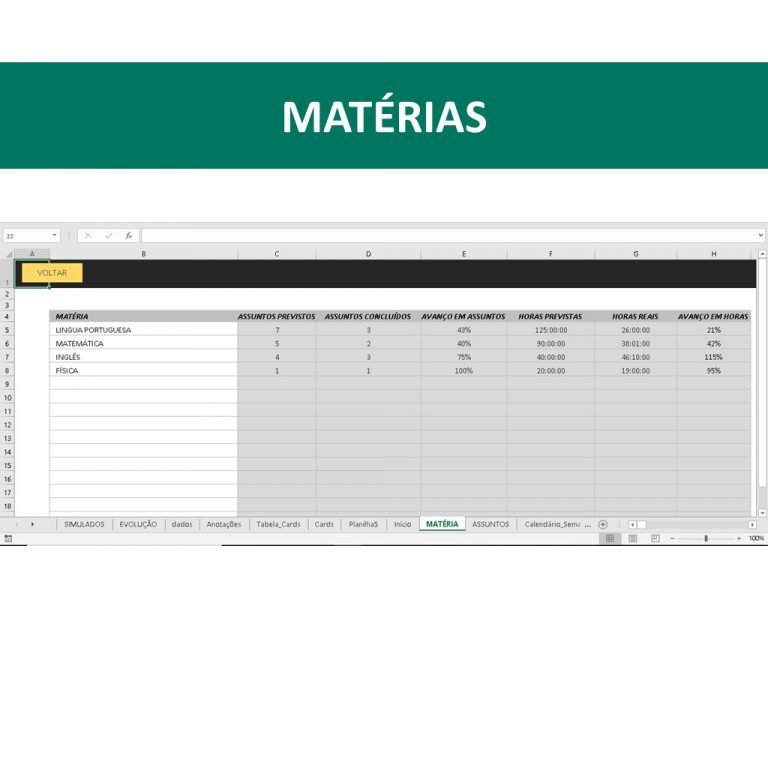 Planilha Controle De Estudos Em Excel Smart Planilhas