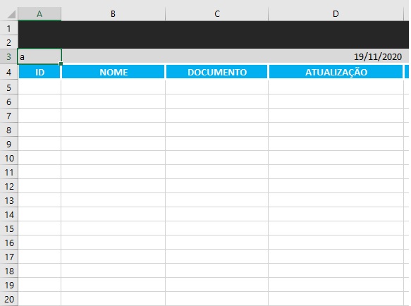 Colocar data automática em Planilha