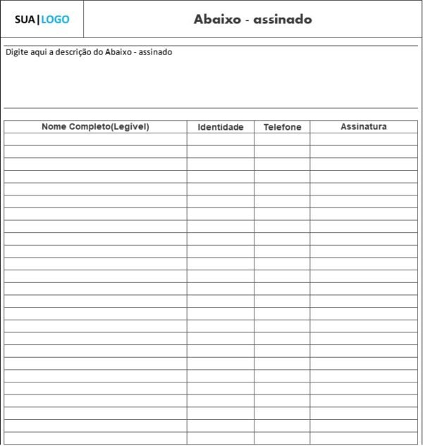 Modelo de Abaixo Assinado em Excel - Smart Planilhas