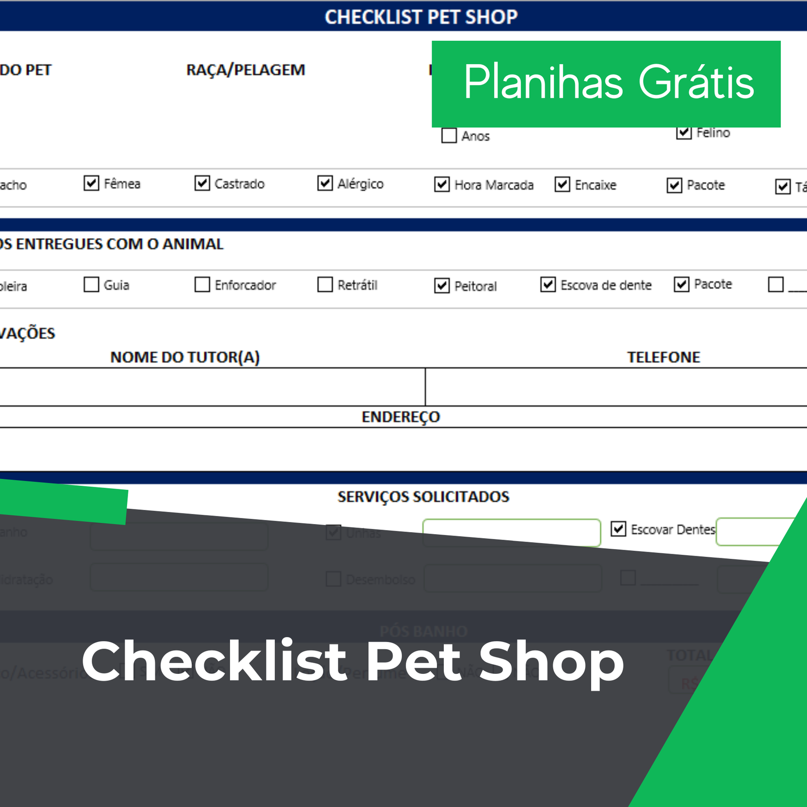 CheckList para Pet Shop em Excel Smart Planilhas checklist