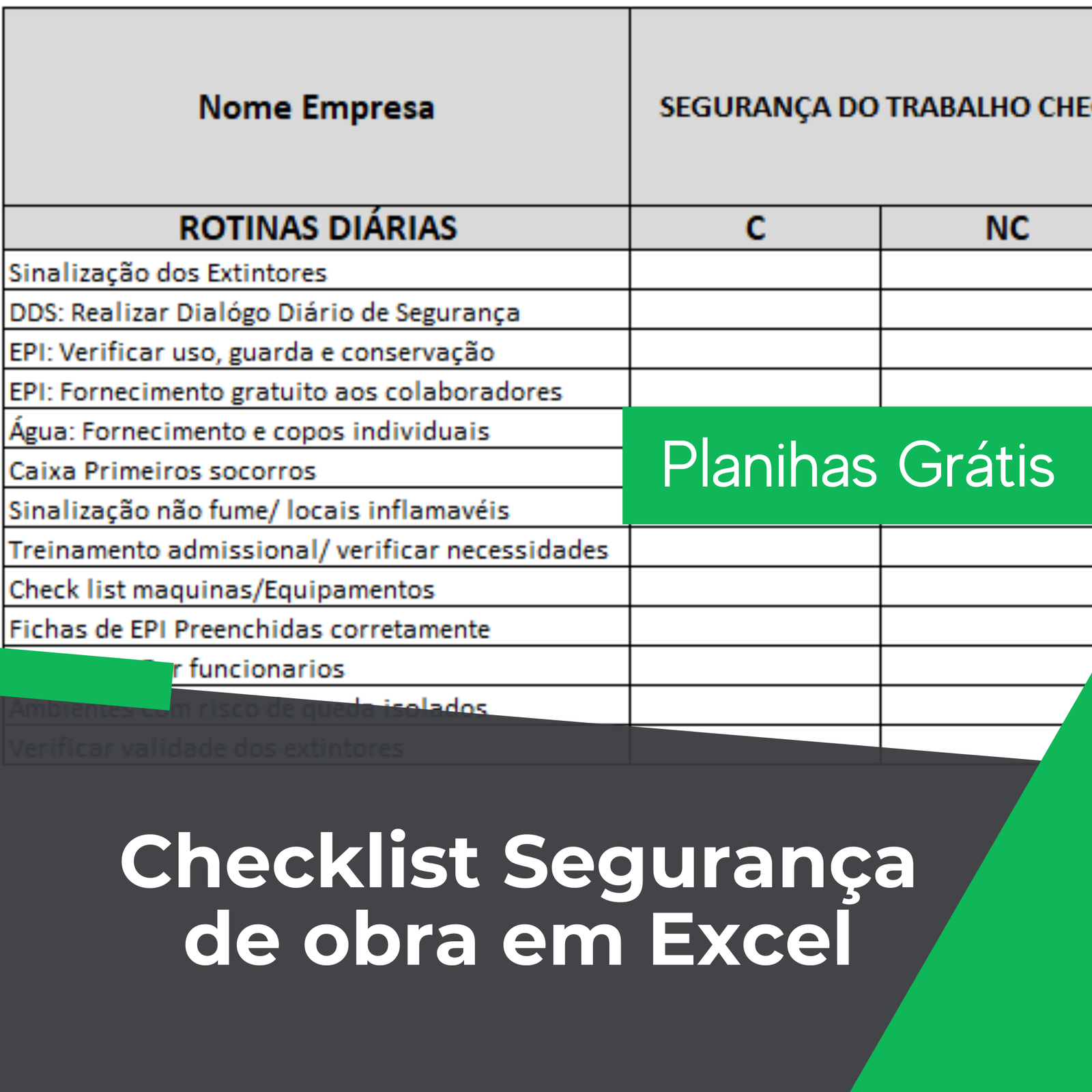 Checklist Segurança de Obra em Excel - Smart Planilhas