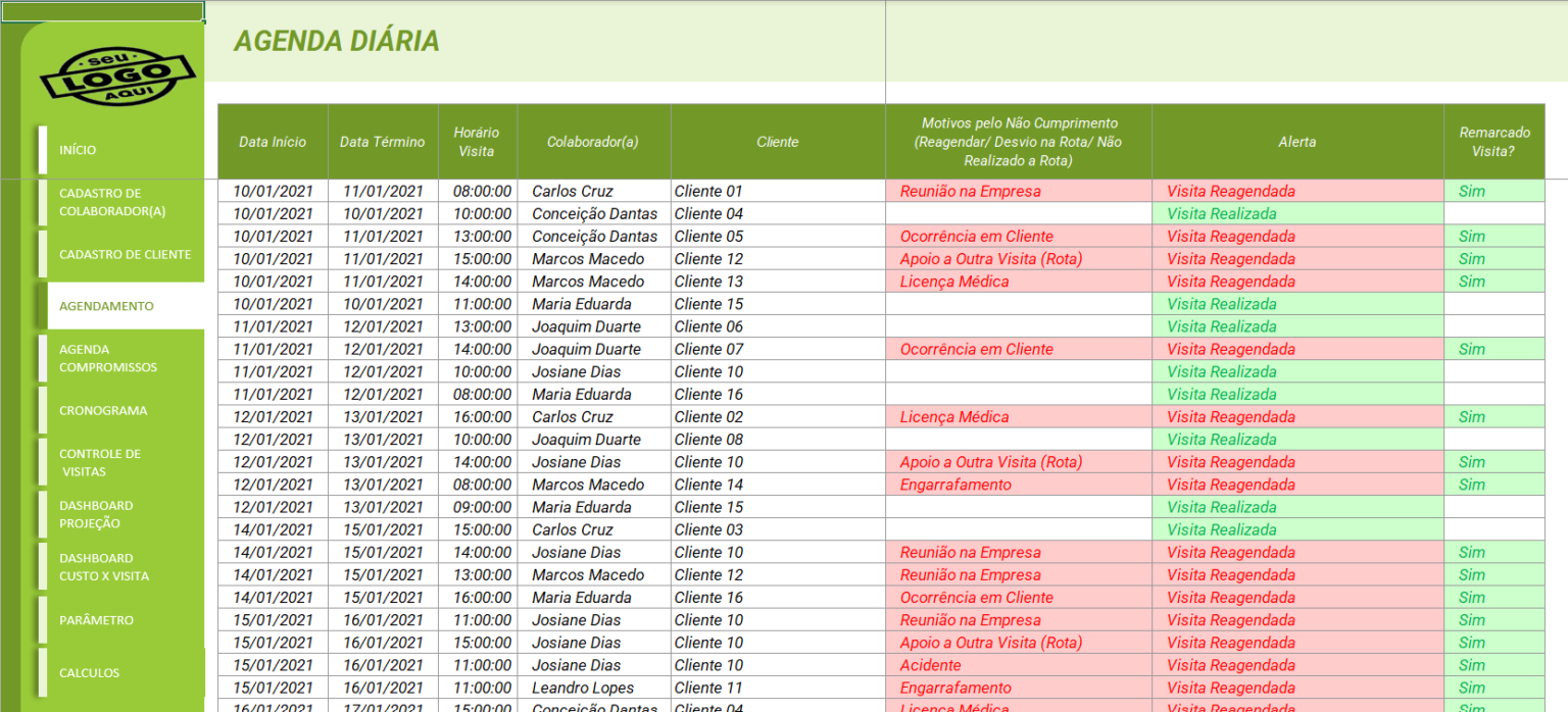 Planilha De Controle De Visitas Smart Planilhas