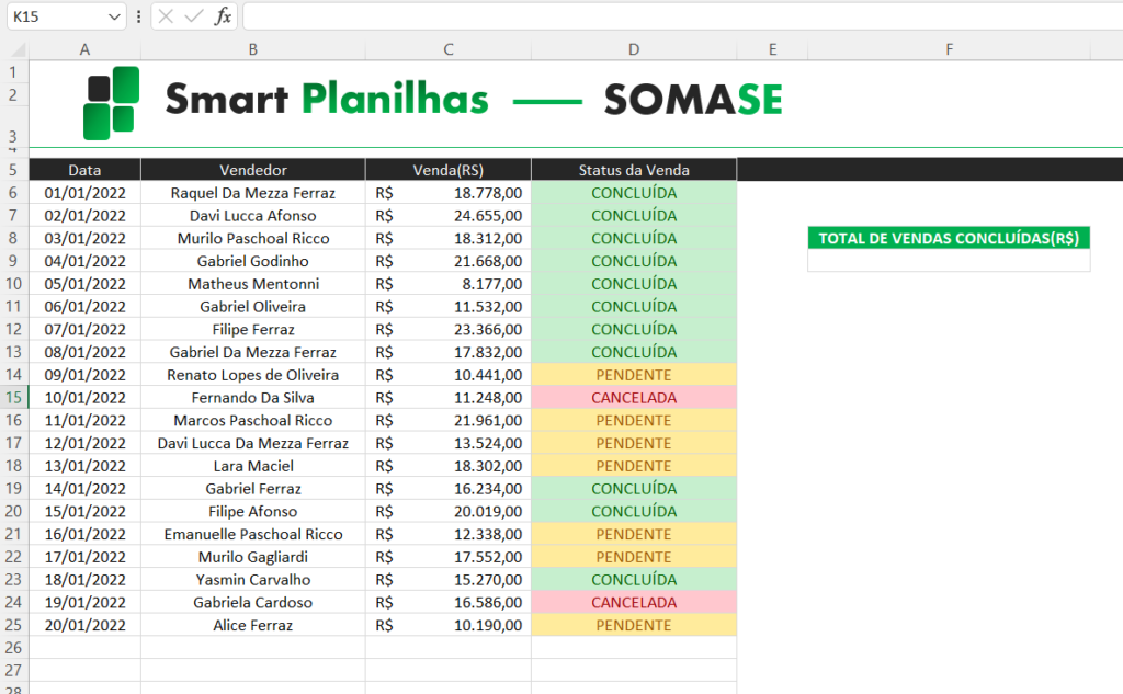 Função Somase No Excel Smart Planilhas 1389