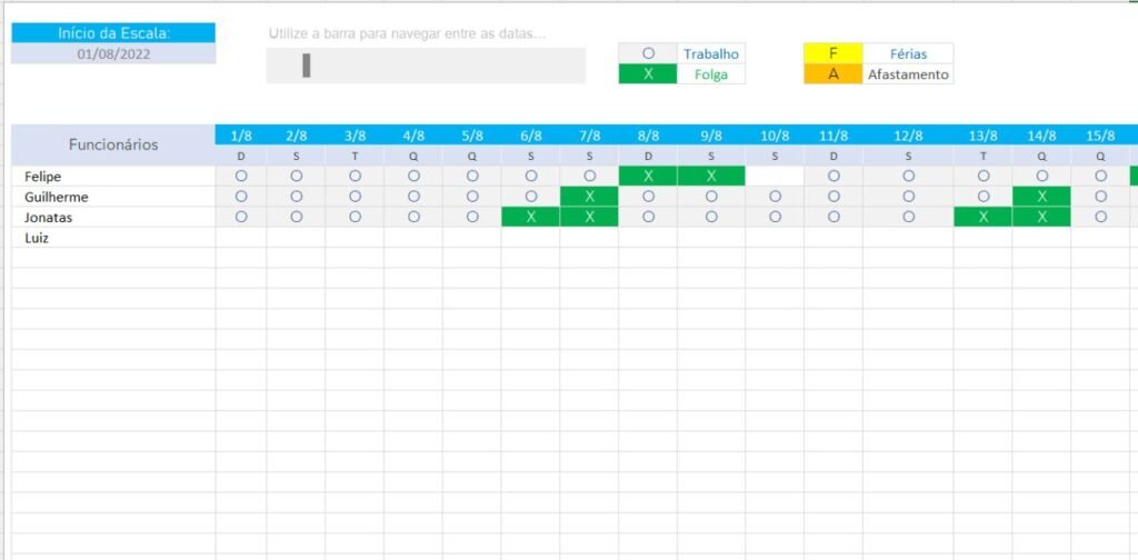 Planilha Escala de Trabalho Automática - Smart Planilhas