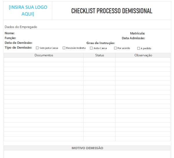 Checklist Processos Checklist Departamento Pessoal - Smart Planilhas