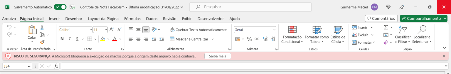 Como solucionar o erro de RISCO DE SEGURANÇA em planilha de Excel ...