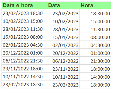 como separar data e hora no excel