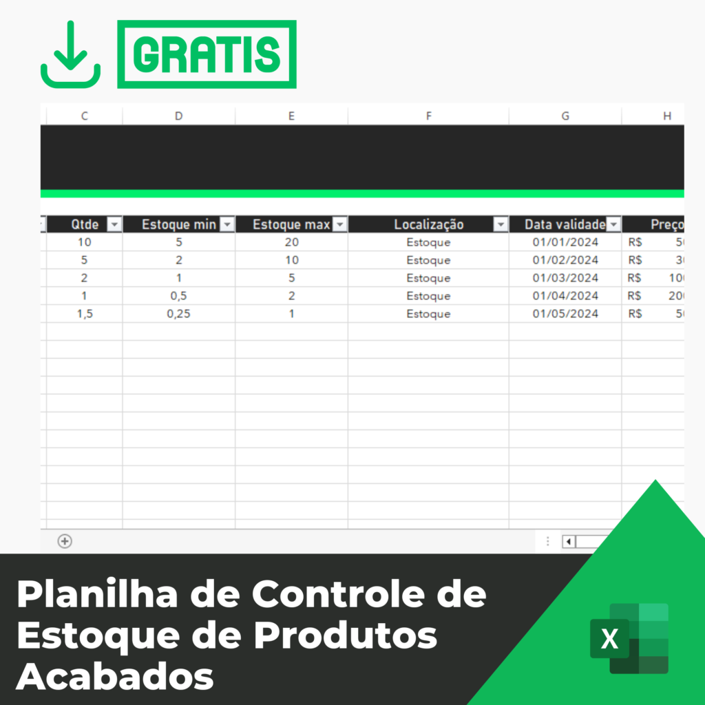 Planilha Controle de Estoque Grátis - Smart Planilhas