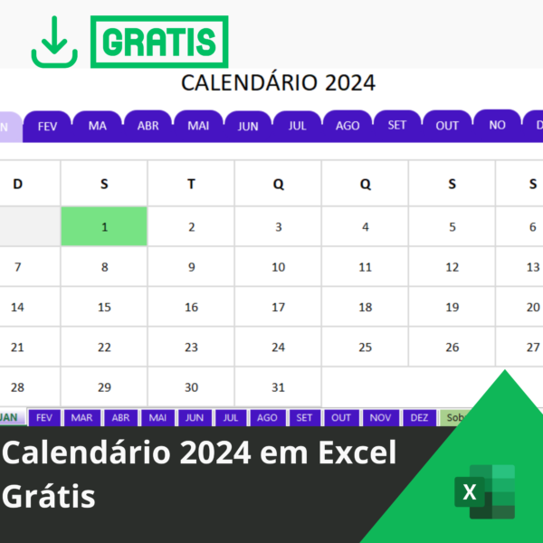 Calendário 2024 em Excel Grátis Smart Planilhas