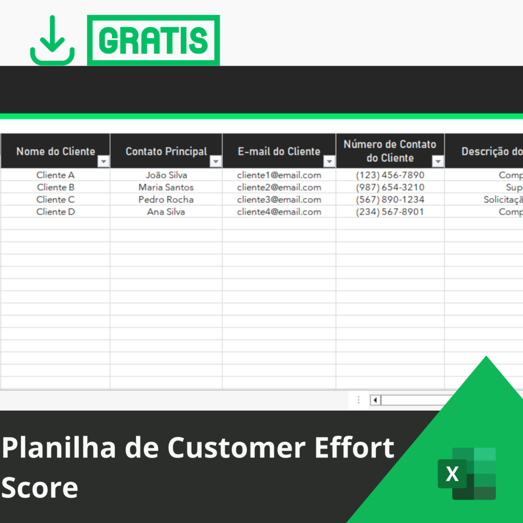 Planilha de Customer Effort Score Grátis