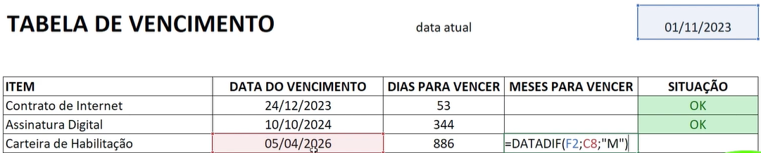 Como Fazer Controle De Alerta De Vencimento No Excel Smart Planilhas