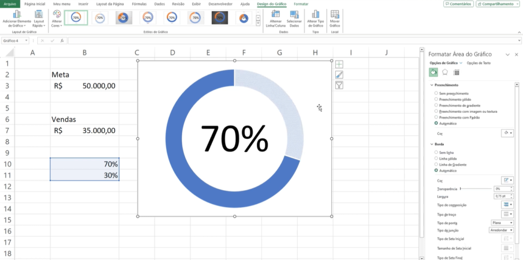 Como criar um Gráfico de Porcentagem no Excel