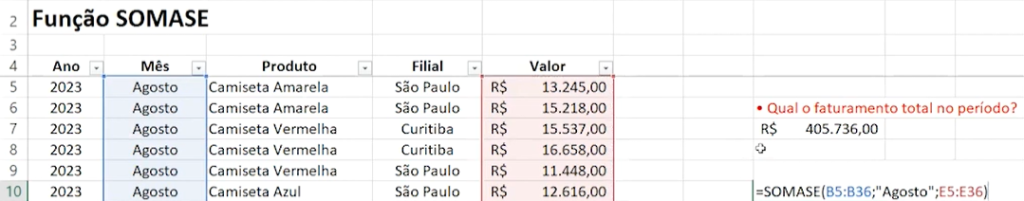 Como somar com condição no Excel Função SOMA.SE