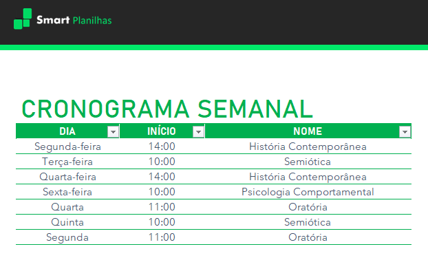 Planilha Para Controle De Aulas Smart Planilhas