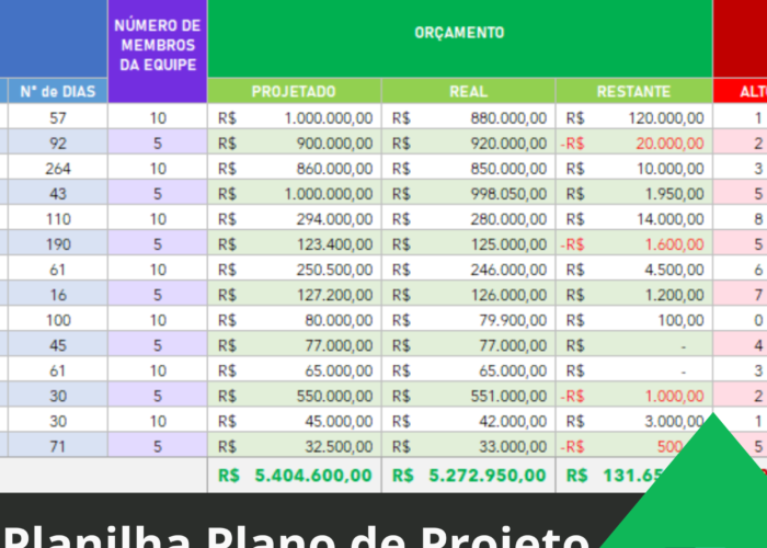 Planilha Plano de Projeto de Customer Success Grátis