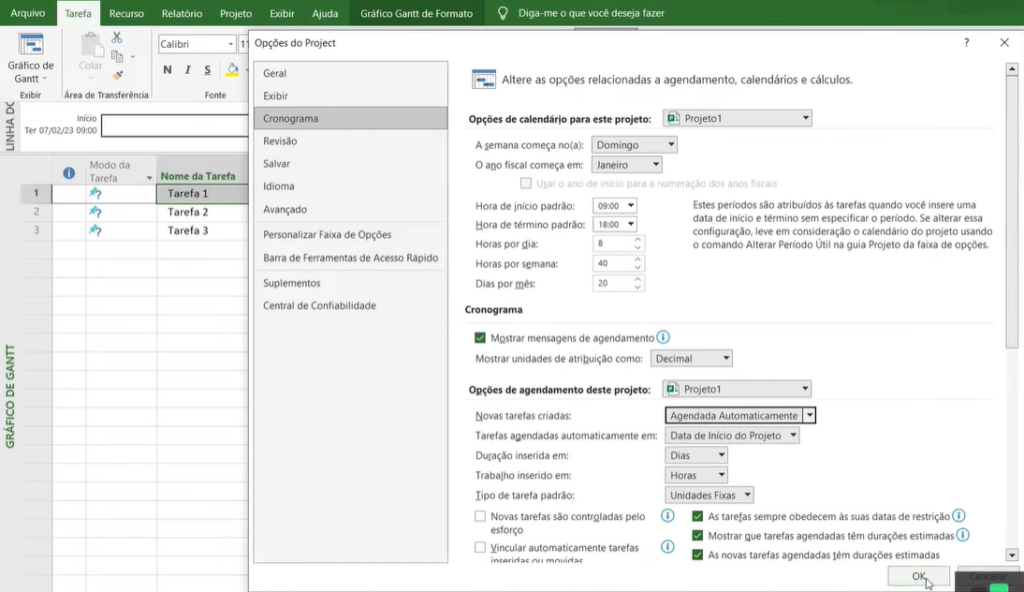 Curso Grátis de MS Project - Agendamento Automático