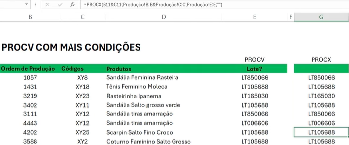 Buscas com várias condições no Excel - PROCX