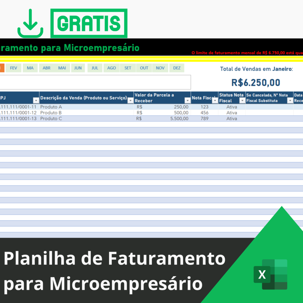 Planilha de Faturamento para Microempresário Grátis