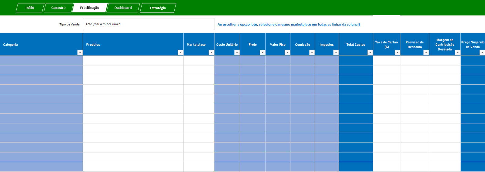 Planilha-de-Cálculo-de-Preços-para-Marketplace-Precificação-Excel