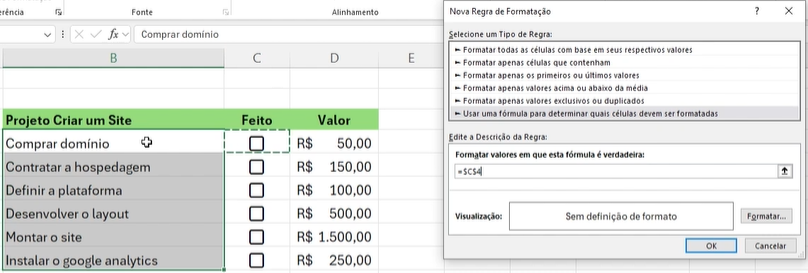 Formatando checkbox