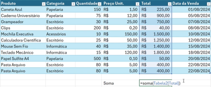 Adicionando soma