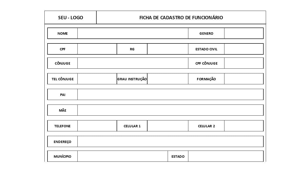 Ficha de Cadastro de Funcionário em Excel
