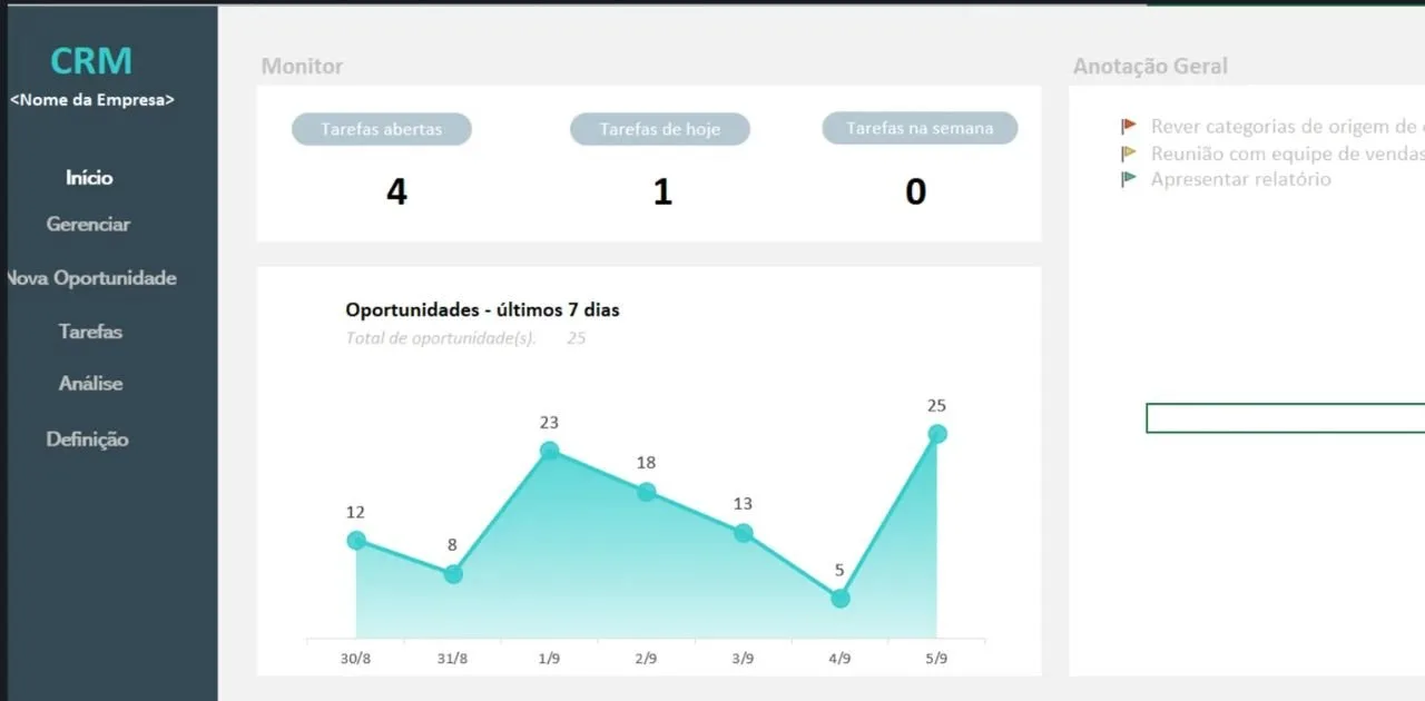 Planilha de Controle de CRM
