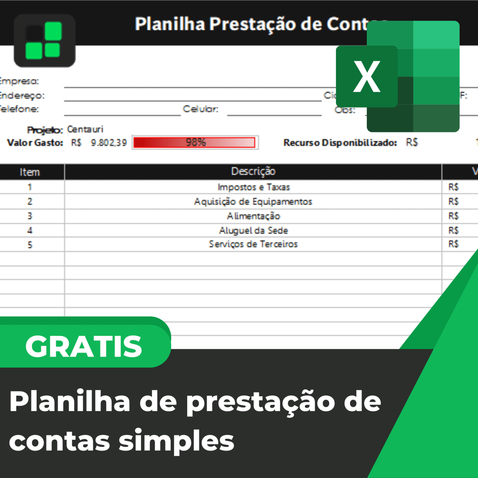 Planilha de prestação de contas simples - Smart Planilhas