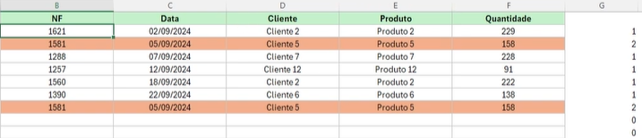 Duplicidade de lançamentos no Excel - Primeiro método