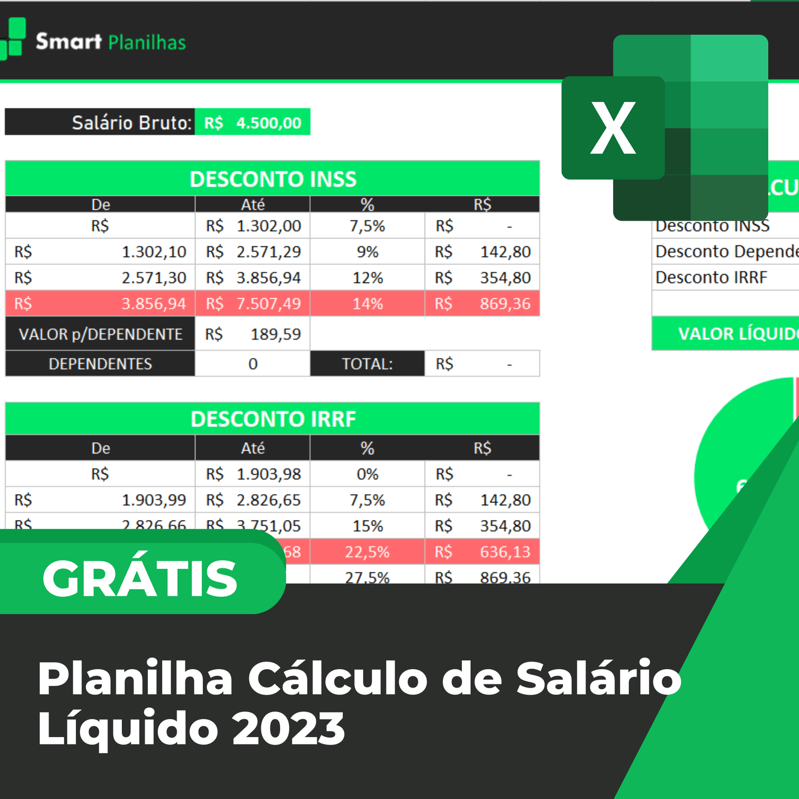 Planilha Cálculo de Salário Líquido 2023 Grátis
