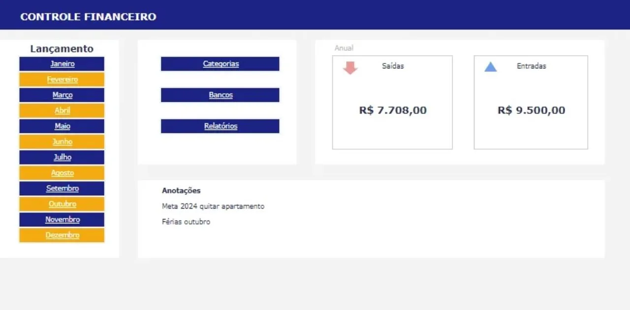 Planilha Google de Controle Financeiro