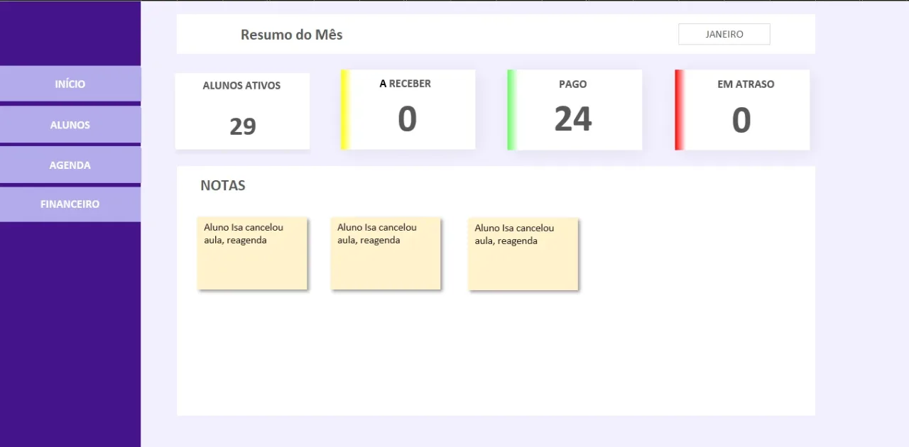 Planilha para Controle de Aula Particular