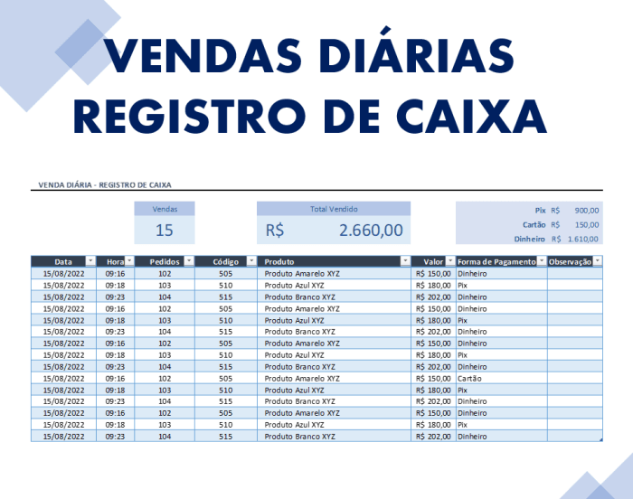 Planilha Vendas Diárias Grátis