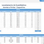 Planilha Quantitativo de Obra - Esquadrias