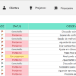 Planilha de Freelancer - Agenda