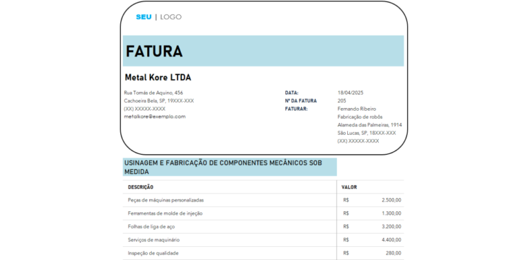 Planilha Fatura de Venda Grátis