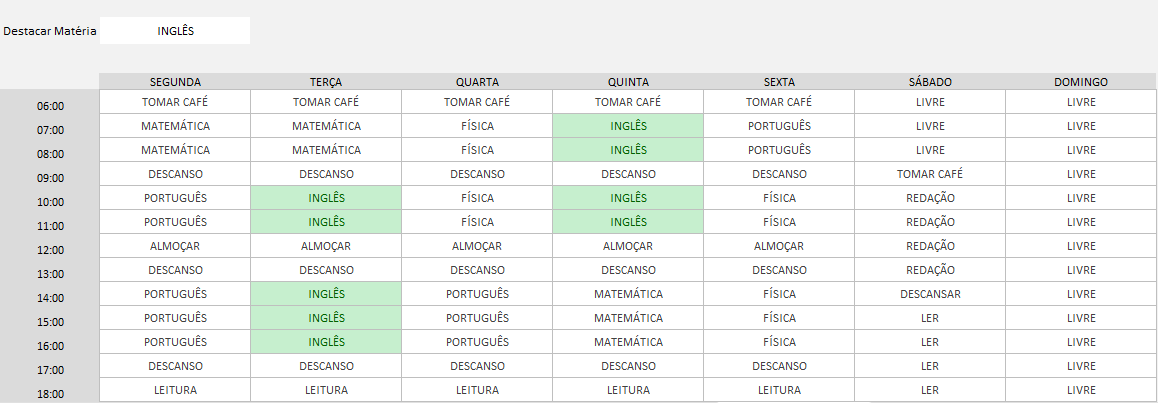 Planilha de Estudos Polícia Federal - Cronograma