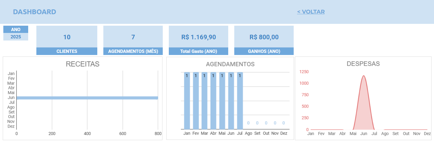 Planilha Google para Fonoaudiólogos - Dashboard