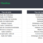 Planilha Controle de Prazos Processuais - Configurações